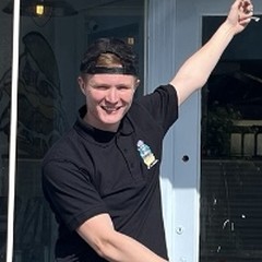 Blake outside The Scran Man
